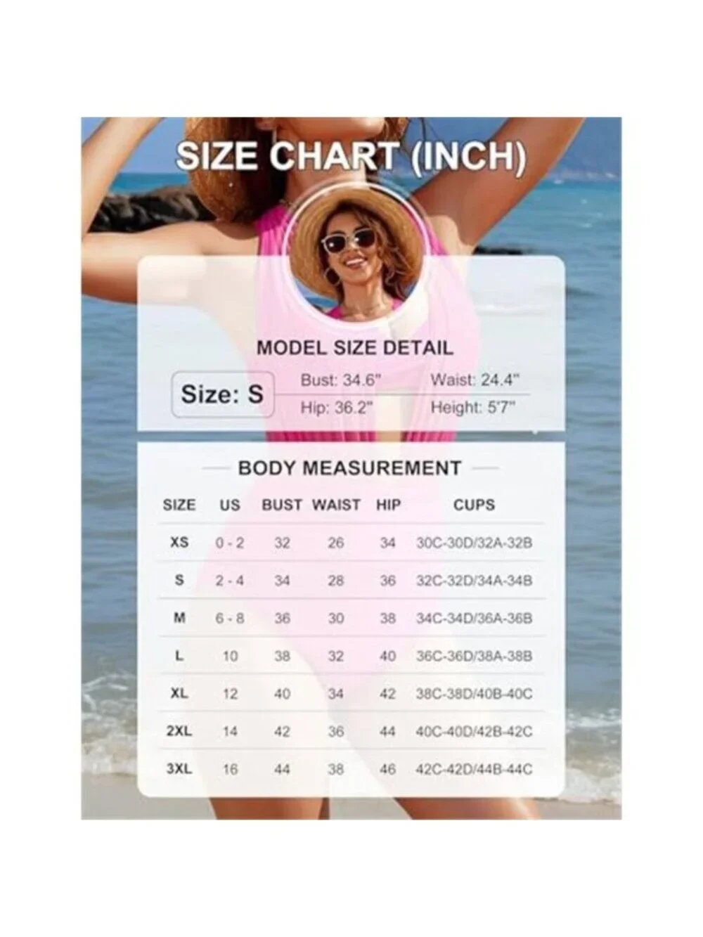 Women's High Waisted Bikini Set Tummy Control Swimsuit 2 Piece - Picture 6 of 6